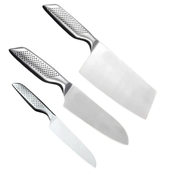 3 Piece Stainless Steel Kitchen Knife Set,Sharp Chef Knife, Utility Knife & Cleaver with Ergonomic Anti-Slip Handle Professional Carbon Blades for Home & Restaurant Use.