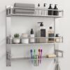 3-Tier Bathroom Shelf for Wall | Steel Shampoo Holder Rack 3-Tier Bathroom Shelf for Wall | Steel Shampoo Holder Rack with Double Soap Dish, Toothbrush Stand & Tumbler | Bathroom Accessories Organizer Shelf