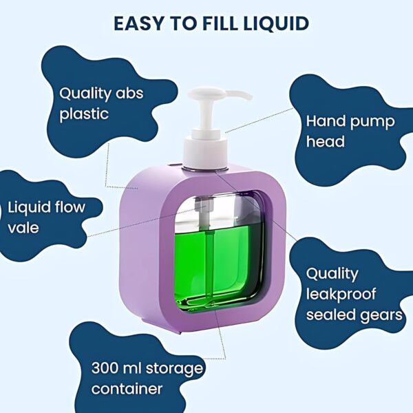 300ml handwash Dispenser Bottle - Liquid Soap, Dish Soap, and Shampoo Dispenser for Kitchen Sink, Bathroom- Refillable soap Dispenser for wash Basin, Kitchen Accessories Items for Home (Purple)