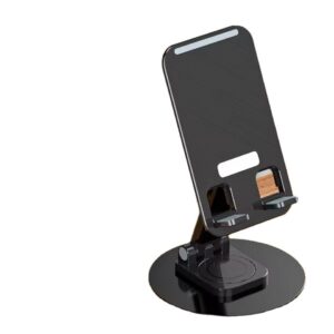 360° Rotatable & Foldable Mobile Phone Holder with Metallic Base | Adjustable Height & Angle | Anti-Skid Tabletop Mobile Stand for Smartphones & Tablets | Perfect Home, Office, Bed & Gifting