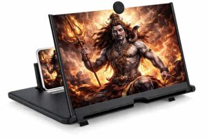 3D HD Mobile Screen Magnifier – Foldable Screen Amplifier with Eye Protection, Universal Smartphone Stand for Movies, Gaming,Video Watching (Multicolor)