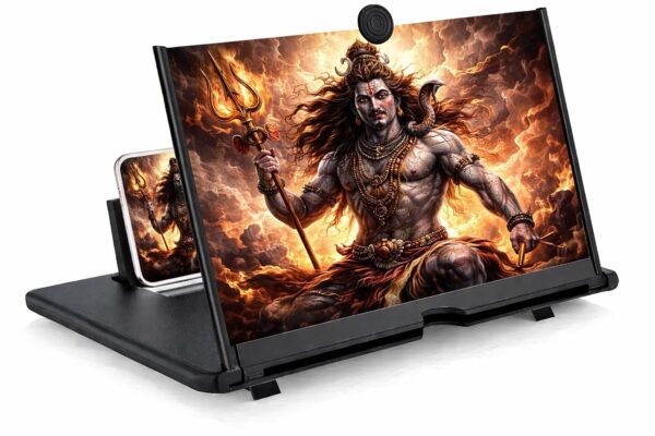 3D HD Mobile Screen Magnifier – Foldable Screen Amplifier with Eye Protection, Universal Smartphone Stand for Movies, Gaming,Video Watching (Multicolor)