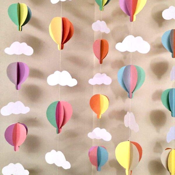 3D Paper Hanging Parachute and Cloud for Wall Decoration (Pack 3D Paper Hanging Parachute and Cloud for Wall Decoration (Pack of 4, Multicolor), 74 Inches