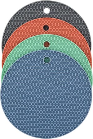 4 PCS Silicone Trivet Mats, Food Grade Silicon, BPA Free, Versatile Silicon Hot Pads for Kitchen, Suitable for Fondue Mats, Can Openers and Spoon Rests