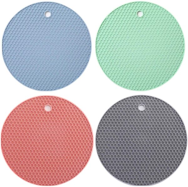 4 PCS Silicone Trivet Mats, Food Grade Silicon, BPA Free, Versatile Silicon Hot Pads for Kitchen, Suitable for Fondue Mats, Can Openers and Spoon Rests