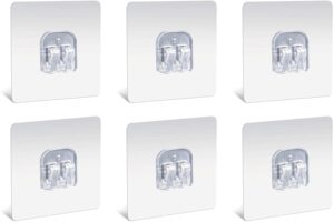 5 Pack Strong Self Adhesive Magic Sticker Transparent Hook Heavy Duty Waterproof Wall Hooks No Drill Hanging Rack for Tissue Towel Kitchen Bathroom Accessories (5 Piece)