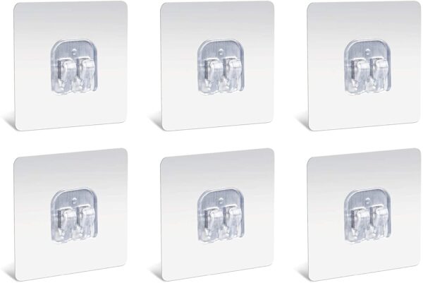 5 Pack Strong Self Adhesive Magic Sticker Transparent Hook Heavy 5 Pack Strong Self Adhesive Magic Sticker Transparent Hook Heavy Duty Waterproof Wall Hooks No Drill Hanging Rack for Tissue Towel Kitchen Bathroom Accessories (5 Piece)