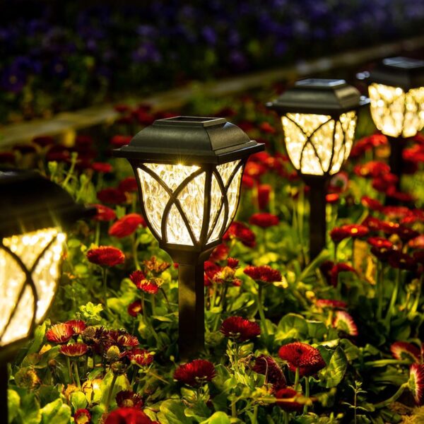 6 Pack Solar Garden Pathway Lights, Solar Garden Lights, Waterproof Auto On/Off, Solar LED Lights for Garden, Patio, Pathway, Walkway (Warm White)