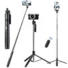 63" Selfie Stick Tripod 360° Rotatable Mobile Holder Bluetooth Remote 63" Selfie Stick Tripod 360° Rotatable Mobile Holder Bluetooth Remote Multi-Functional Extendable Tripod Stand for Vlogging Live Streaming Compatible with Mobile Phone Camera Ring Light