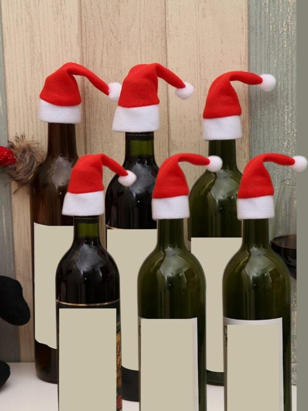 6pcs Christmas Decorations Items for Home Mini Santa Hats for Bottle Topper Decor Unique Christmas Decor Ornaments Christmas Tree Decoration Items Xmas Gifts for Home