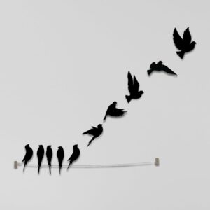 7 Decore | Wooden 3D 10 Pieces Birds on Rope Wall Art Panel | Wall Hanging Art Decoration Item for Living Room, Bedroom, Drawing Room, Dining Room & Office (Black)