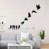 7 Decore | Wooden 3D 10 Pieces Birds on Rope Wall Art Panel | Wall Hanging Art Decoration Item for Living Room, Bedroom, Drawing Room, Dining Room & Office (Black)