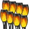 8 Pack Solar Outdoor Lights With Flickering Flame - Tiki Torches for Garden Decorations, Waterproof LED Lights for Patio Yard Decor (Yellow)