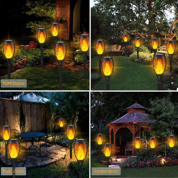 8 Pack Solar Outdoor Lights With Flickering Flame - Tiki Torches for Garden Decorations, Waterproof LED Lights for Patio Yard Decor (Yellow)