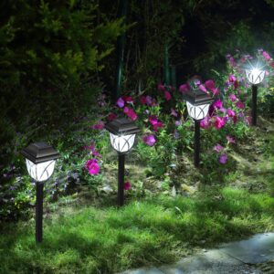8 Packs Solar Lights Outdoor, Landscape Pathway Stake Lights for Yard, Lawn, Walkway, Driveway and Garden - Plastic