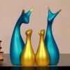 AA NM & Sons Lucky Deer Family Set of 4 (Peacock Blue, Gold)