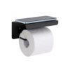 ACHRO Self Adhesive and Wall Mount Black Stainless Steel Toilet Paper Holder with Mobile Stand, Tissue Paper Holder with Shelf, Toilet Paper Roll Holder for Bathroom, Bathroom Accessories Black Finish
