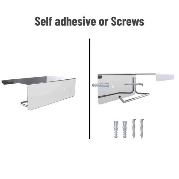 ACHRO Self Adhesive and Wall Mount Black Stainless Steel Toilet Paper Holder with Mobile Stand, Tissue Paper Holder with Shelf, Toilet Paper Roll Holder for Bathroom, Bathroom Accessories Black Finish