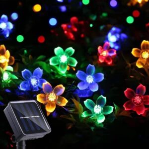 AERYS 75 Flower LED Fairy String Solar Silicon Flower 10 Meter Waterproof 8 Mode Outdoor/Indoor Waterproof Solar Powered Led String Light, Decorations for Garden Yard Balcony (Multicolor)