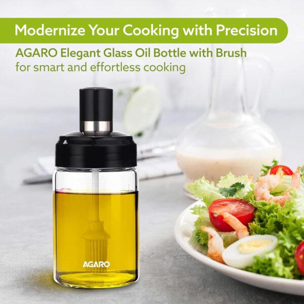 AGARO-Elegant-Glass-Oil-Bottle-with-Brush-250ml-Oil-Container-Bottle-for-Kitchen-Glass-Bottle-with-Brush-for-Cooking-Baking-BBQ-Marinating.jpg AGARO Elegant Glass Oil Bottle with Brush 250ml, Oil Container Bottle for Kitchen, Glass Bottle with Brush for Cooking, Baking, BBQ, Marinating