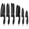 AGARO Royal 6 Pcs Kitchen Knife Set with Cover, High Carbon Stainless Steel Black Colour Coated Professional Chef Knife, Utility, Sontuku, Bread, Utility, Paring, for Home & Restaurant Use, Black
