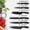 AGARO Royal 6 Pcs Kitchen Knife Set with Cover, High Carbon Stainless Steel Black Colour Coated Professional Chef Knife, Utility, Sontuku, Bread, Utility, Paring, for Home & Restaurant Use, Black