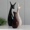 ALILA Deer Family Lucky Statue Showpiece Idol for Gifting & Home Table Decoration, Set of 3, Ceramic Color: Black, White & Brown