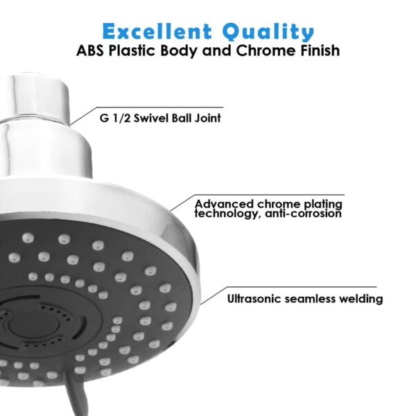 ALTON SHR20725 ABS, 4-INCH, 3-Function Overhead Shower, Chrome Finish (Without Arm)