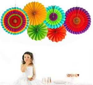 AMFIN (Pack Of 6) Multicolor Design Fan Party Materials Photo AMFIN (Pack Of 6) Multicolor Design Fan Party Materials Photo Backdrop Decor Wedding, Baby Shower, Birthday Party Decoration