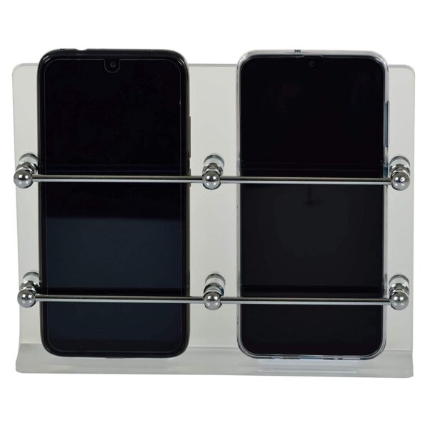 AMPEX Acrylic Double Mobile Stand With Charging Holder Wall Mounted Ac Remote Holder Tv Remote Stand (1 Pcs., Colour - White), 2-Pin,Remote Control Racks