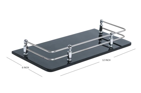 AMPEX Premium Black Glass Shelf for Bathroom/Kitchen Shelf/Storage Shelf/Wall Shelf for Bathroom Accessories(12x6 Inches)