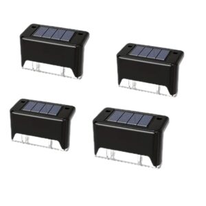 ANSHI Plastic Outdoor Solar LED Garden Lights, Waterproof Deck & Stair Step Lights for Railing, Wall, Backyard, Balcony Solar Powered Home Decoration, Standard 4-Piece Set