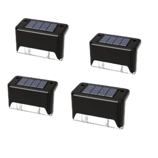ANSHI Plastic Outdoor Solar LED Garden Lights, Waterproof Deck & Stair Step Lights for Railing, Wall, Backyard, Balcony Solar Powered Home Decoration, Standard 4-Piece Set