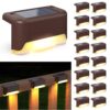 APONUO Solar Deck Lights 16 Pcs, Solar Step Lights Outdoor Waterproof Led Solar Fence Lamp for Patio, Stairs,Garden Pathway, Step and Fences(Warm White)