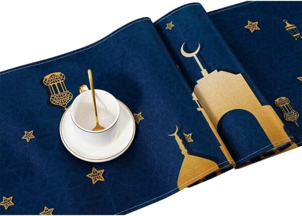 Aazeem Table Runner Table Decorations - Ramadan Mosque Lattern Islamic Happy Ramadan Mubarak |Party Supplies Decorations| Navy Color|