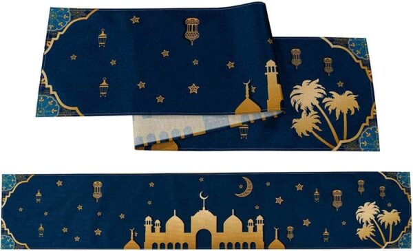 Aazeem Table Runner Table Decorations - Ramadan Mosque Lattern Islamic Happy Ramadan Mubarak |Party Supplies Decorations| Navy Color|