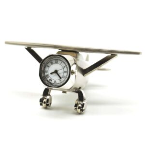 Aeroplane Miniature Table Clock & Paper Weight – Stylish Analog Desk Clock with Roman Numerals, Vintage Home Office Decor & Corporate Gift