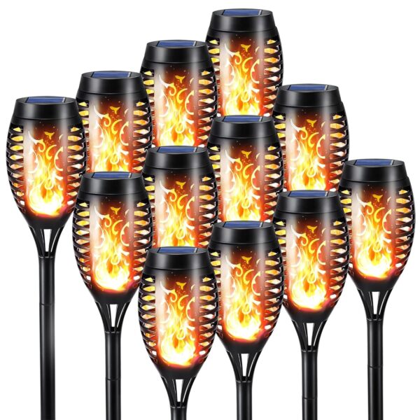 Albelt Acrylonitrile Butadiene Styrene 12 Pack Outdoor Solar LED Torch Albelt Acrylonitrile Butadiene Styrene 12 Pack Outdoor Solar LED Torch Lights with Flickering Flame for Garden Decor, Super Bright Waterproof for Outside Landscape Yard Party Decorations