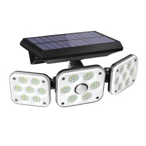 Aluminium Outdoor Solar Light, Solar Light With Motion Sensor Ip65 Waterproof 138 Led Outdoor Solar Floodlight 3 Heads For Garden [Energy Class A+++] (1 Pack)