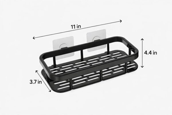 Aluminium Self Adhesive Bathroom Shelf for Wall | Pack of 2 | No Drill Wall Mounted Bathroom Shelves Rack | Corner Shelf Organizer Holder Stand for Bathroom Accessories Storage | Black
