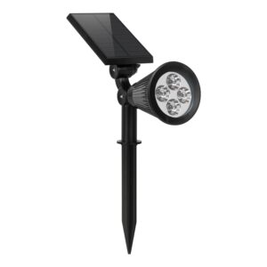 Amazon Basics Solar LED Spotlight for Garden & Outdoor | Adjustable Solar Panel & Lamp | 4 Ultra-Bright LEDs | IP54 Waterproof | 2 Light Modes | Wall Mount & Ground Stake Options