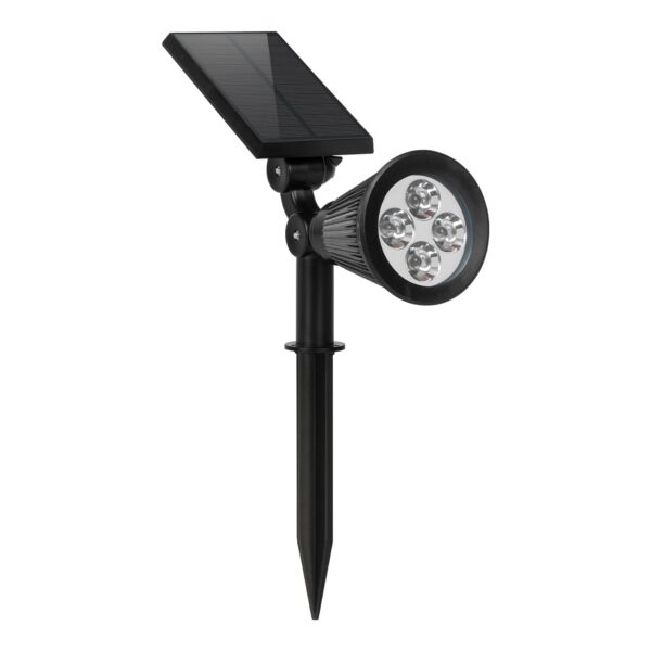 Amazon Basics Solar LED Spotlight for Garden & Outdoor | Amazon Basics Solar LED Spotlight for Garden & Outdoor | Adjustable Solar Panel & Lamp | 4 Ultra-Bright LEDs | IP54 Waterproof | 2 Light Modes | Wall Mount & Ground Stake Options