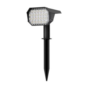 Amazon Basics Solar Landscape Spotlight | 24 LED Beads | Adjustable Head | 2 Lighting Modes | IP65 Waterproof | Wall & Ground Mount | Outdoor Garden Path Light