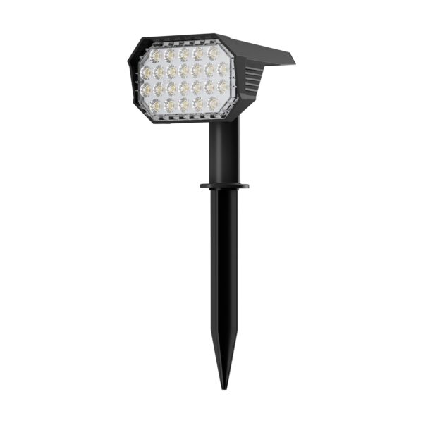 Amazon Basics Solar Landscape Spotlight | 24 LED Beads | Adjustable Head | 2 Lighting Modes | IP65 Waterproof | Wall & Ground Mount | Outdoor Garden Path Light