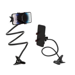 Amazon Basics Tabletop Stand for Mobile, Tablet and E-Reader, Clip Mount, Multi-Angle, Foldable, Lazy Bracket, Universal Compatibility