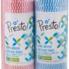 Amazon Brand - Presto! Non-Woven Kitchen Towel Roll | 160 Pulls | Blue & Red Kitchen Cloth | 80 Pulls X 2 Rolls | Food Safe | Lint-free and Residue-Free | Washable and Reusable | Highly Absorbent