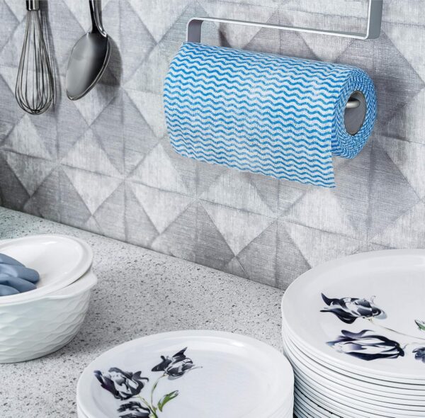 Amazon Brand - Presto! Non-Woven Kitchen Towel Roll | 160 Pulls | Blue & Red Kitchen Cloth | 80 Pulls X 2 Rolls | Food Safe | Lint-free and Residue-Free | Washable and Reusable | Highly Absorbent