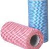 Amazon Brand - Presto! Non-Woven Kitchen Towel Roll | 80 Pulls (Pack of 2) | Size: 23 x 21 cm | Wavy Pattern (Red & Blue) | Washable and Reusable | Highly Absorbent | For Daily Use
