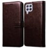 Amazon Brand- Solimo Flip Leather Mobile Cover (Soft, Flexible & Kickstand Back case) Compatible for Samsung Galaxy A22 4G / F22 4G (Coffee)