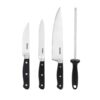 Amazon Brand - Solimo Premium High-Carbon Stainless Steel Kitchen Knife Amazon Brand - Solimo Premium High-Carbon Stainless Steel Kitchen Knife Set, 4-Pieces (with Sharpener), Silver